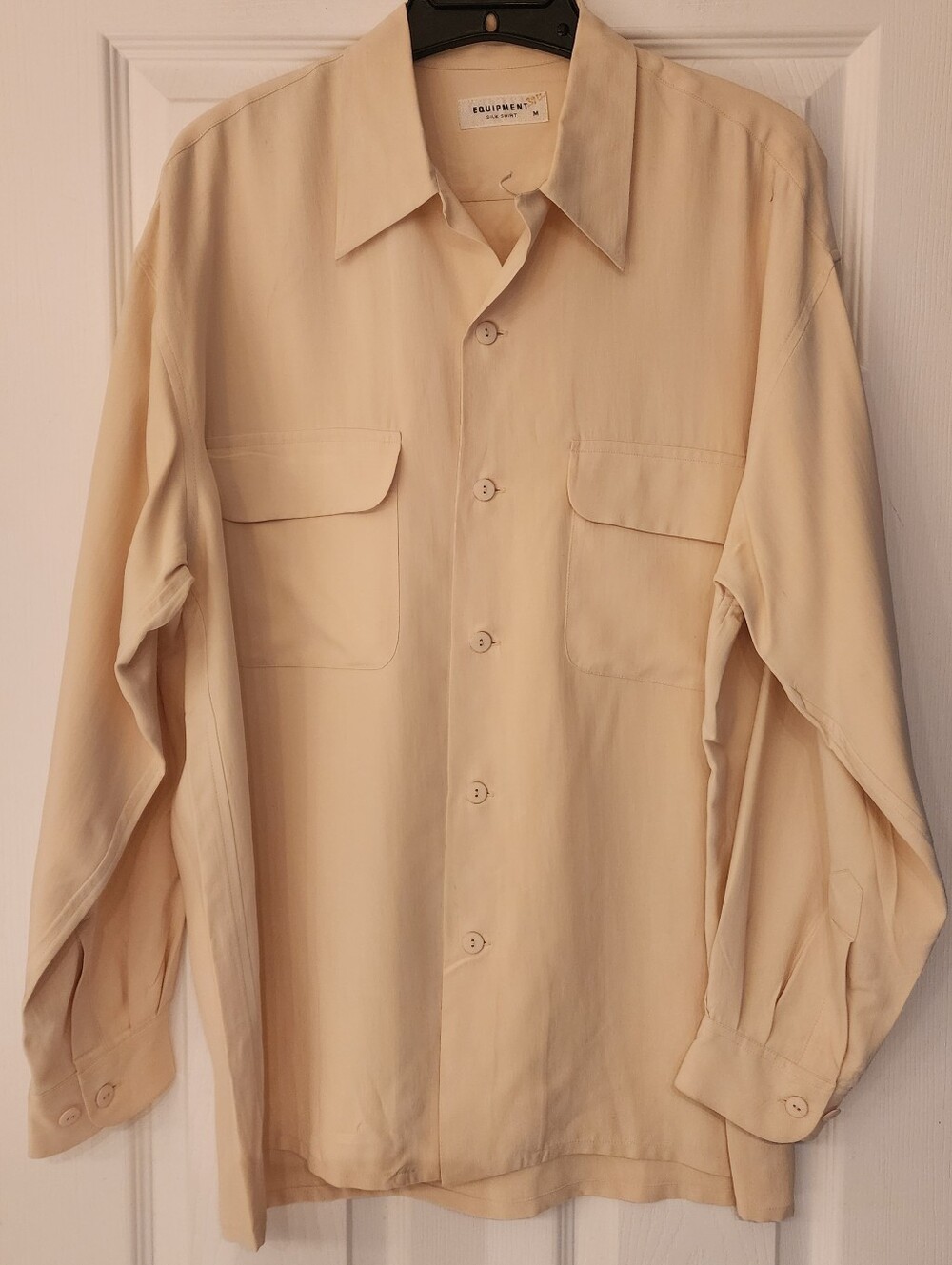 EQUIPMENT HOMME Silk Dress Shirt In Cream/beige Size Medium - Picture 2 of 12